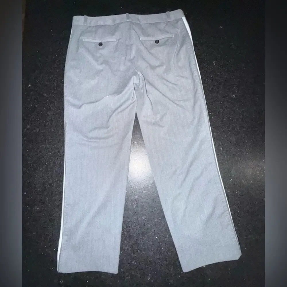 UEC BANANA REPUBLIC AVERY TAILORED ANKLE TAPERED TRACK STRIPE GREY PANTS SZ 12